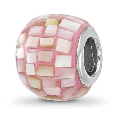 Pink Mother Of Pearl Bead Sterling Silver Rhodium-plated QRS4506, MPN: QRS4506,
