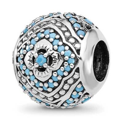 Blue Nano Crystal Bead Sterling Silver Rhodium-plated QRS4493, MPN: QRS4493,