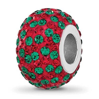 Red/Green Preciosa Crystal Bead Sterling Silver Rhodium-plated QRS4485, MPN: QRS4485,