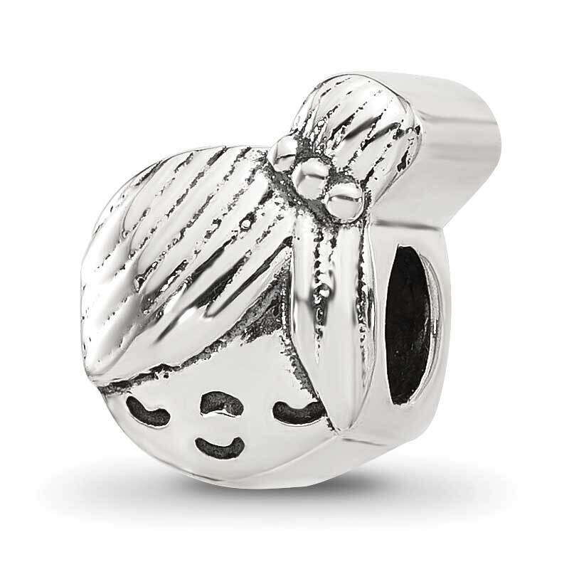 Little Girl Head Bead Sterling Silver QRS4478