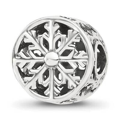 Snowflake Circle Bead Sterling Silver QRS4476, MPN: QRS4476,
