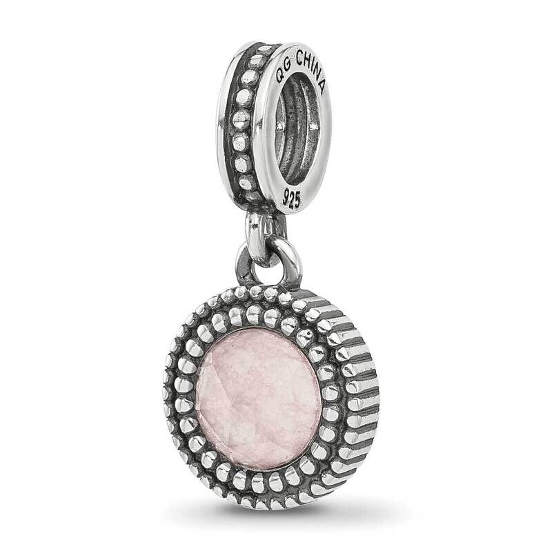 Antiqued Pink Chalcedony Dangle Bead Sterling Silver QRS4470