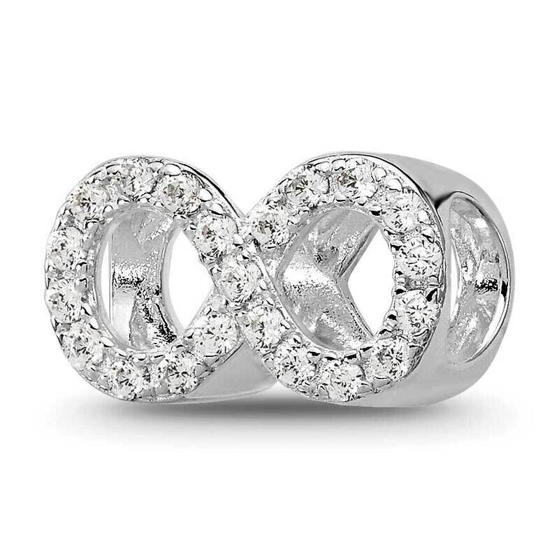 CZ Infinity Bead Sterling Silver Rhodium-plated QRS4444