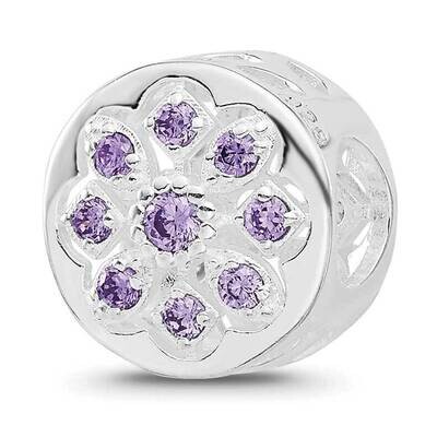 Purple/Clear CZ Floral Reverse Bead Sterling Silver Rhodium-plated QRS4441, MPN: QRS4441,