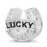 CZ Lucky Horseshoe Bead Sterling Silver Rhodium-plated QRS4438, MPN: QRS4438,