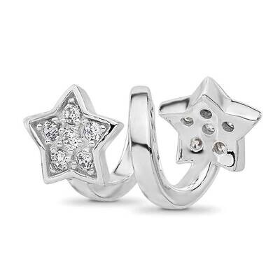 CZ Star Twist Bead Sterling Silver Rhodium-plated QRS4437, MPN: QRS4437,