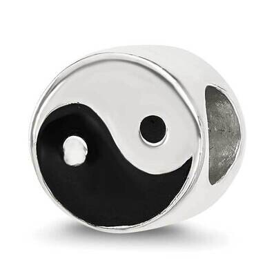 Enameled Yin and Yang Circle Bead Sterling Silver QRS4428, MPN: QRS4428,