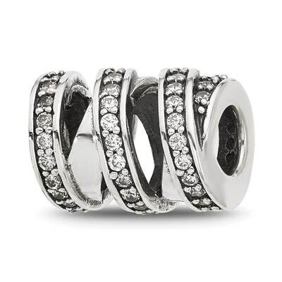 Polished CZ Wrap Bead Sterling Silver QRS4418, MPN: QRS4418,