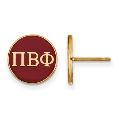 Pi Beta Phi Enameled Post Earrings Gold-plated Silver GP031PBP, MPN: GP031PBP, 886774934372