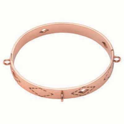 Nikki Lissoni Wild Spirit Bangle of 1cm with Three Loops Where Charms Can Be Attached Rose Gold-Pla…