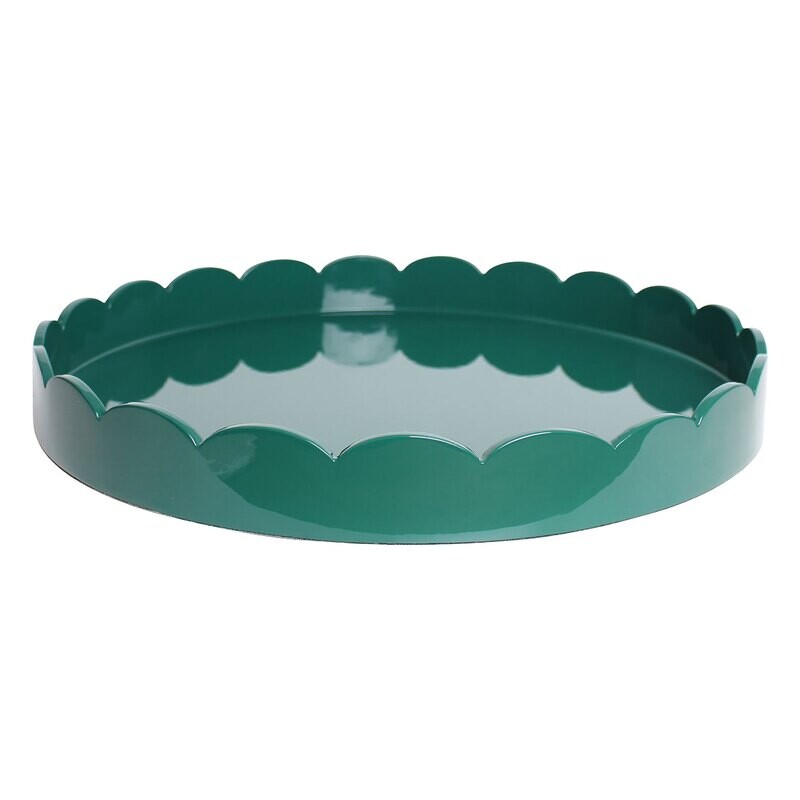 Addison Ross British Racing Green Round Large Lacquered Scallop Tray 20 x 20 Inch Lacquer TR7308, M…