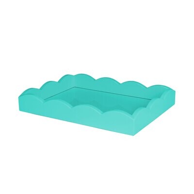 Addison Ross Small Turquoise Scalloped Edge Tray 11 x 8 Inch Lacquer TR6206, MPN: TR6206, UPC/EAN: …
