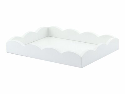 Addison Ross Small White Scalloped Edge Tray 11 x 8 Inch Lacquer TR6200, MPN: TR6200, UPC/EAN: 5024…