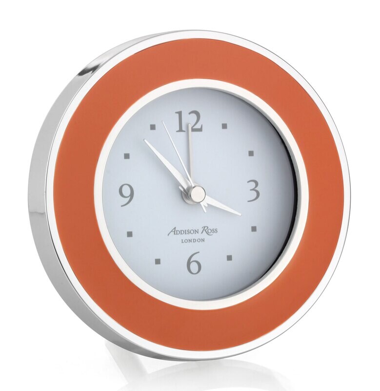 Addison Ross Orange & Silver Silent Alarm Clock 4 x 4 InchSilver-plated FR5506