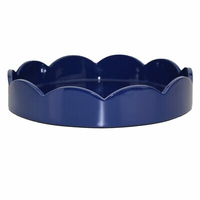 Addison Ross 8.5 x 8.5 Inch Scallop Tray Navy Wood TR6402, MPN: TR6402, UPC/EAN: 5024043196662