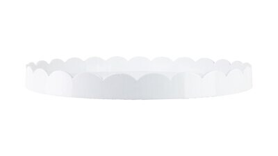 Addison Ross 20 x 20 Inch Scalloped Tray White Lacquer TR7300, MPN: TR7300, UPC/EAN: 5024043195115