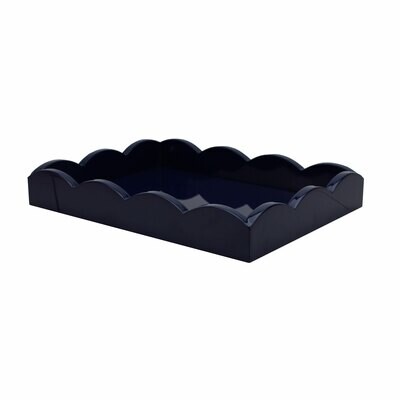 Addison Ross 11 x 8 Inch Scalloped Tray Navy Lacquer TR6210, MPN: TR6210, UPC/EAN: 5024043196150