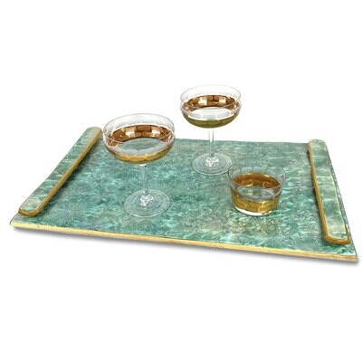 Michael Wainwright Borealis Aqua Large Handled Tray 92BO66, MPN: 92BO66,