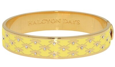 Halcyon Days 13mm Bee Sparkle Buttercup Gold Hinged Bangle Bracelet HBBES2013G, MPN: HBBES2013G,