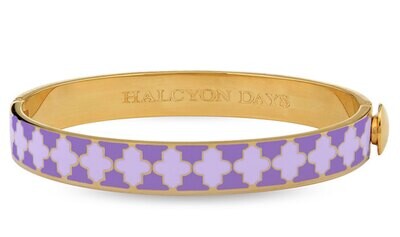 Halcyon Days 1cm Agama Lavender &amp; Lavender Gold Hinged Bangle Bracelet HBAGA272710G, MPN: HBAGA2727…