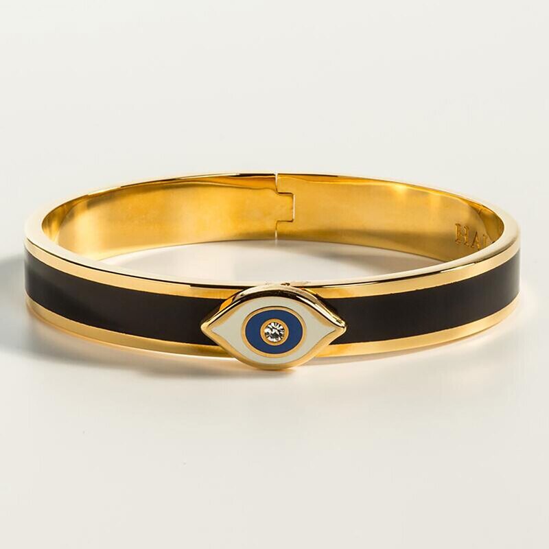 Halcyon Days Evil Eye Sparkle Button Blue Gold Bangle HBEVS1110G ...