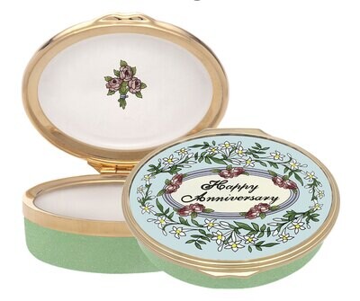 Halcyon Days Happy Anniversary Enamel Box ENHAN0902G, MPN: ENHAN0902G,