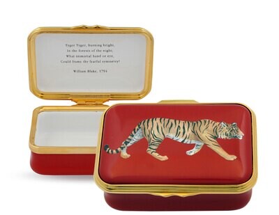 Halcyon Days Tiger Red Enamel Box ENMWT0623G, MPN: ENMWT0623G,