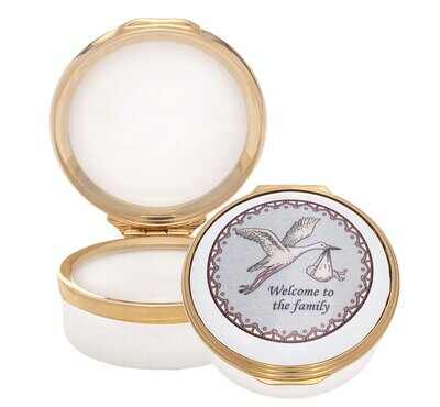 Halcyon Days Welcome to the Family Enamel Box ENWFA0301G, MPN: ENWFA0301G,
