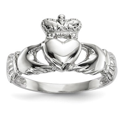Polished Claddagh Ring 14k white Gold K5934, MPN: K5934, 191101978395