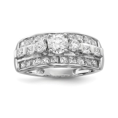 CZ Diamond Ring Sterling Silver Rhodium-plated QR6637, MPN: QR6637,