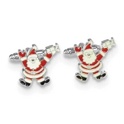 Rhodium-plated &amp; Enameled Santa Claus Cuff Links GM24172, MPN: GM24172, 797140002758