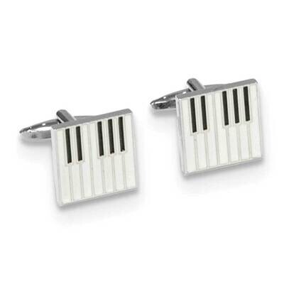 Rhodium-plated &amp; Enameled Piano Keyboard Cuff Links GM24171, MPN: GM24171, 797140002741