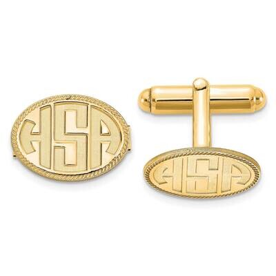 Oval with Boarder Recessed Letters Monogram Cufflinks Gold-plated Sterling Silver XNA624GP, MPN: XN…