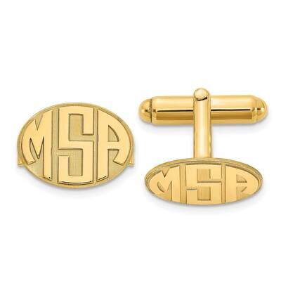 Oval Raised Letters Monogram Cufflinks Sterling Silver Gold-plated XNA620GP, MPN: XNA620GP, 8867745…