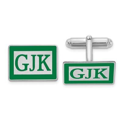 Rectangle Epoxied Letters Monogram Cufflinks 14k White Gold XNA616W, MPN: XNA616W, 886774555751