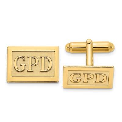Rectangle Raised Letters Monogram Cufflinks Gold-plated Sterling Silver XNA614GP, MPN: XNA614GP, 88…
