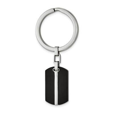 Polished Black Ip-Plated Key Ring Stainless Steel Brushed SRK172 by Chisel, MPN: SRK172,