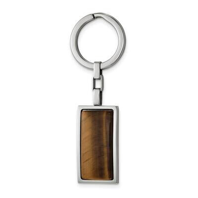 Tiger&#39;s Eye Key Ring Stainless Steel Polished SRK170 by Chisel, MPN: SRK170, 191101770531