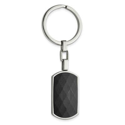 Solid Black Carbon Fiber Inlay Key Ring Stainless Steel Polished SRK160 by Chisel, MPN: SRK160, 191…