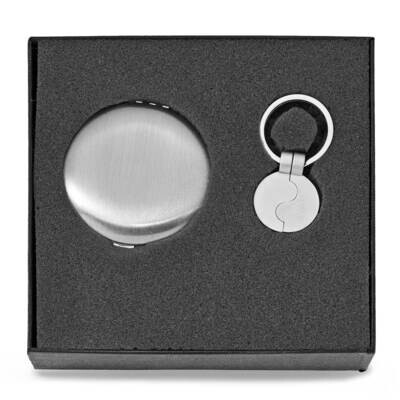 Satin Compact Mirror &amp; Key Ring Set Silver-tone GM20798, MPN: GM20798, 788089143510