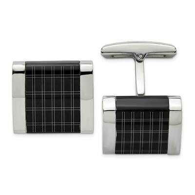 Black Ip-Plated Laser Design Cufflinks Stainless Steel Polished SRC326, MPN: SRC326, 886774622057