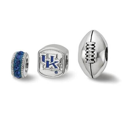 Sterling Silver University of KENTUCKY 3 BEAD SET - FOOTBALL UK3BDFOOT-SS