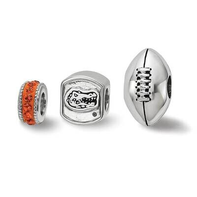 Sterling Silver University of FLORIDA 3 BEAD SET - FOOTBALL UFL3BDFOOT-SS
