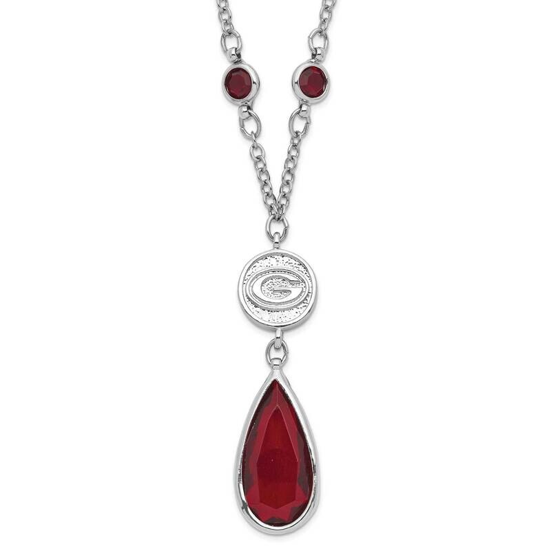 University of Georgia Silver-tone Red &amp; Black Crystal with 3in ext Necklace UGA065N-CR