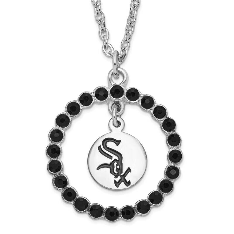 MLB Chicago White Sox Silver-tone Black Spirit Crystal Wreath Necklace WHI067N-CR