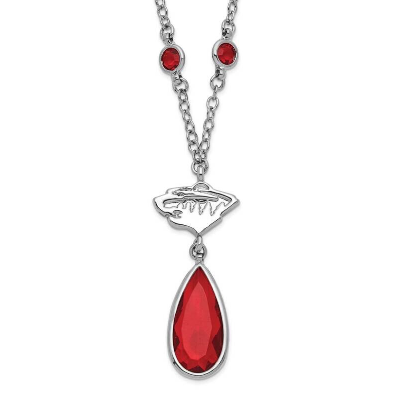 NHL Minnesota Wild Silver-tone Red & Clear Crystal with 3in ext Necklace WIL065N-CR