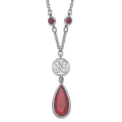 University of Nebraska Silver-tone Red &amp; Black Crystal with 3in ext Necklace UNE065N-CR