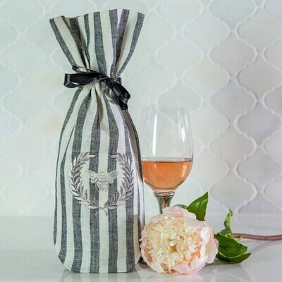 Crown Black Stripe Bumble Bee Wine Bag Set of 4 W765