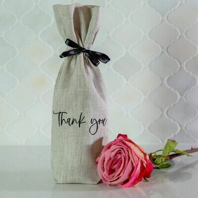Crown Thank You Wine Bag Black Set of 4 W243