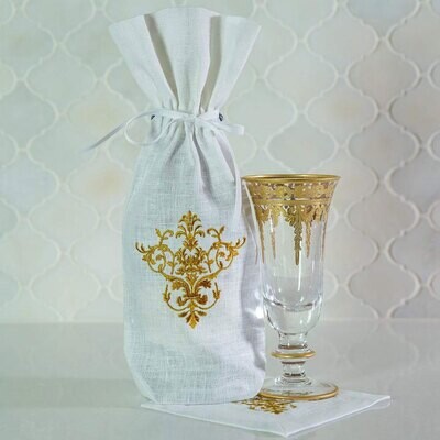 Crown Victorian Wine Bag White Gold Set of 4 W118